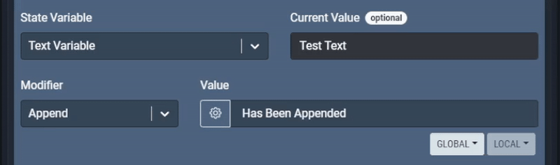 Example: Append ‘ Has Been Appended’ to ‘Test Text’ Result = ‘Test Text Has Been Appended’