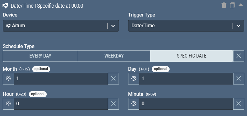 Screenshot: This trigger will activate once, when the new year begins