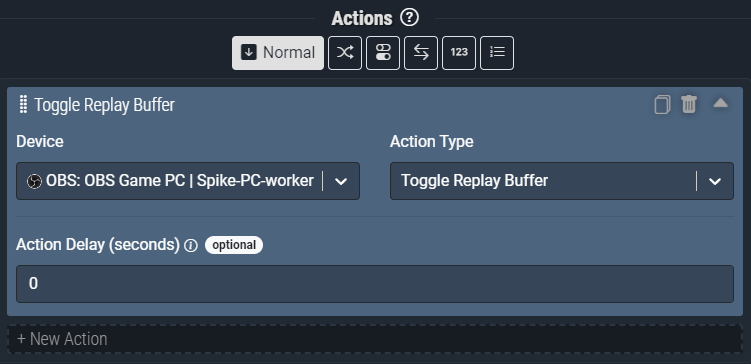 Screenshot: Toggle Replay Buffer action.