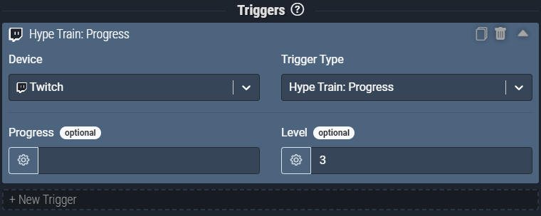 Screenshot: The *Hype Train: Progress* pictured will *only activate* when a *level 3* hype train progresses.