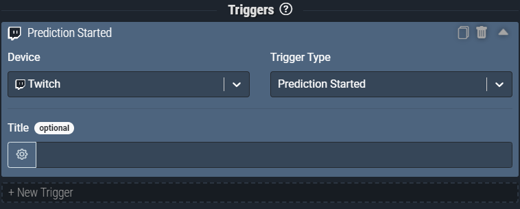 Screenshot: The Prediction Started trigger pictured will start anytime a prediction is started in your channel.